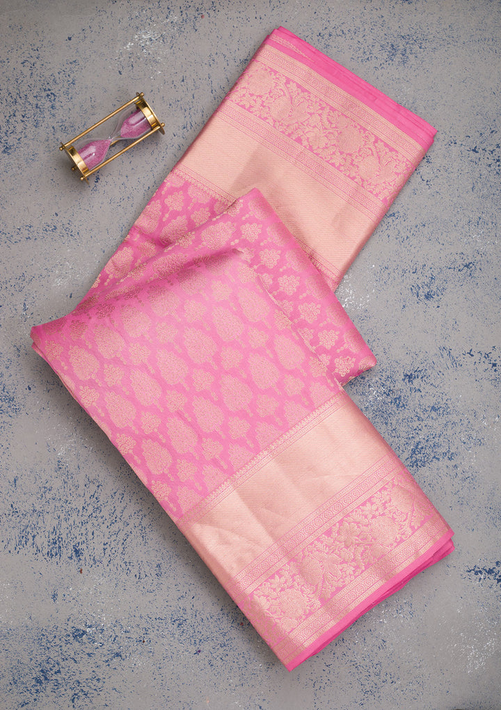 Pink Zariwork Pure Silk Saree