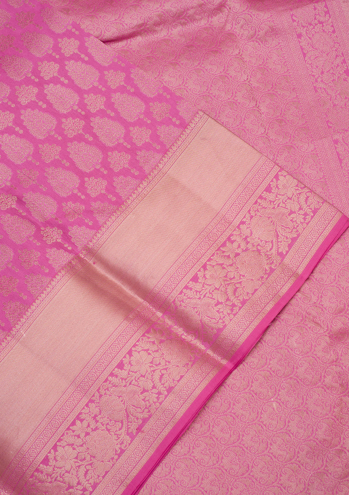 Pink Zariwork Pure Silk Saree
