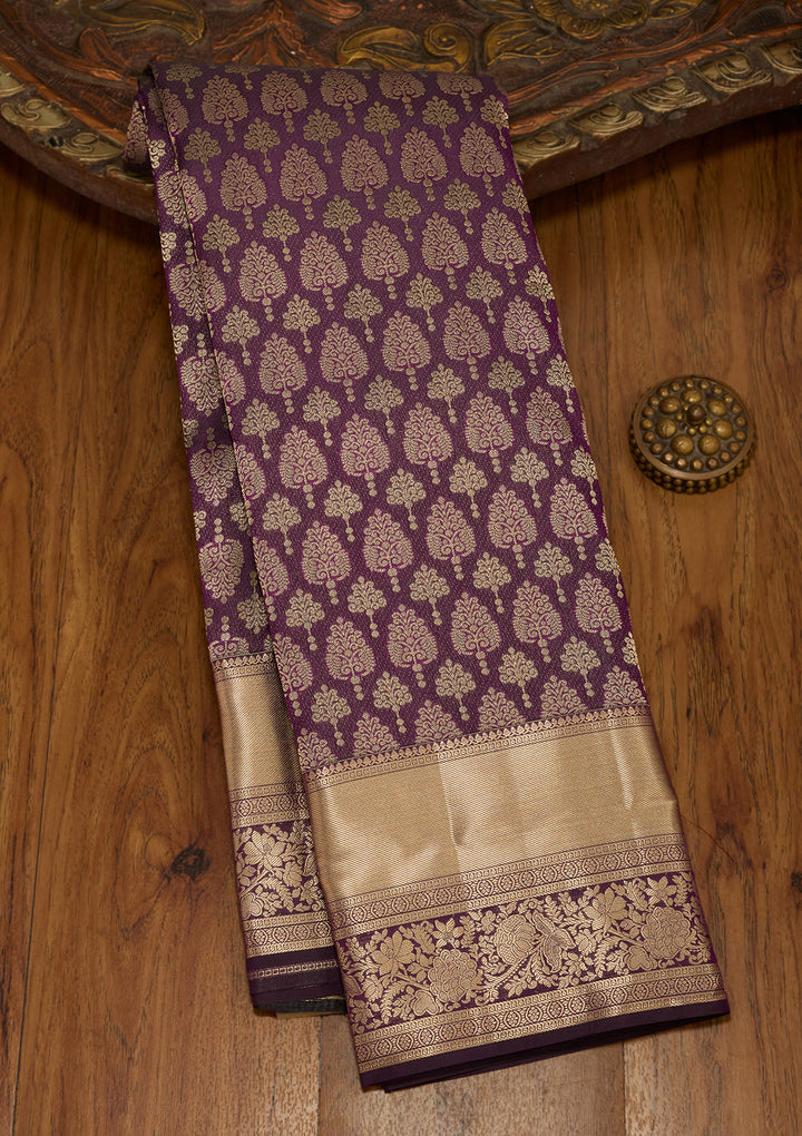 Purple Zariwork (Gold) Silk Silk Saree