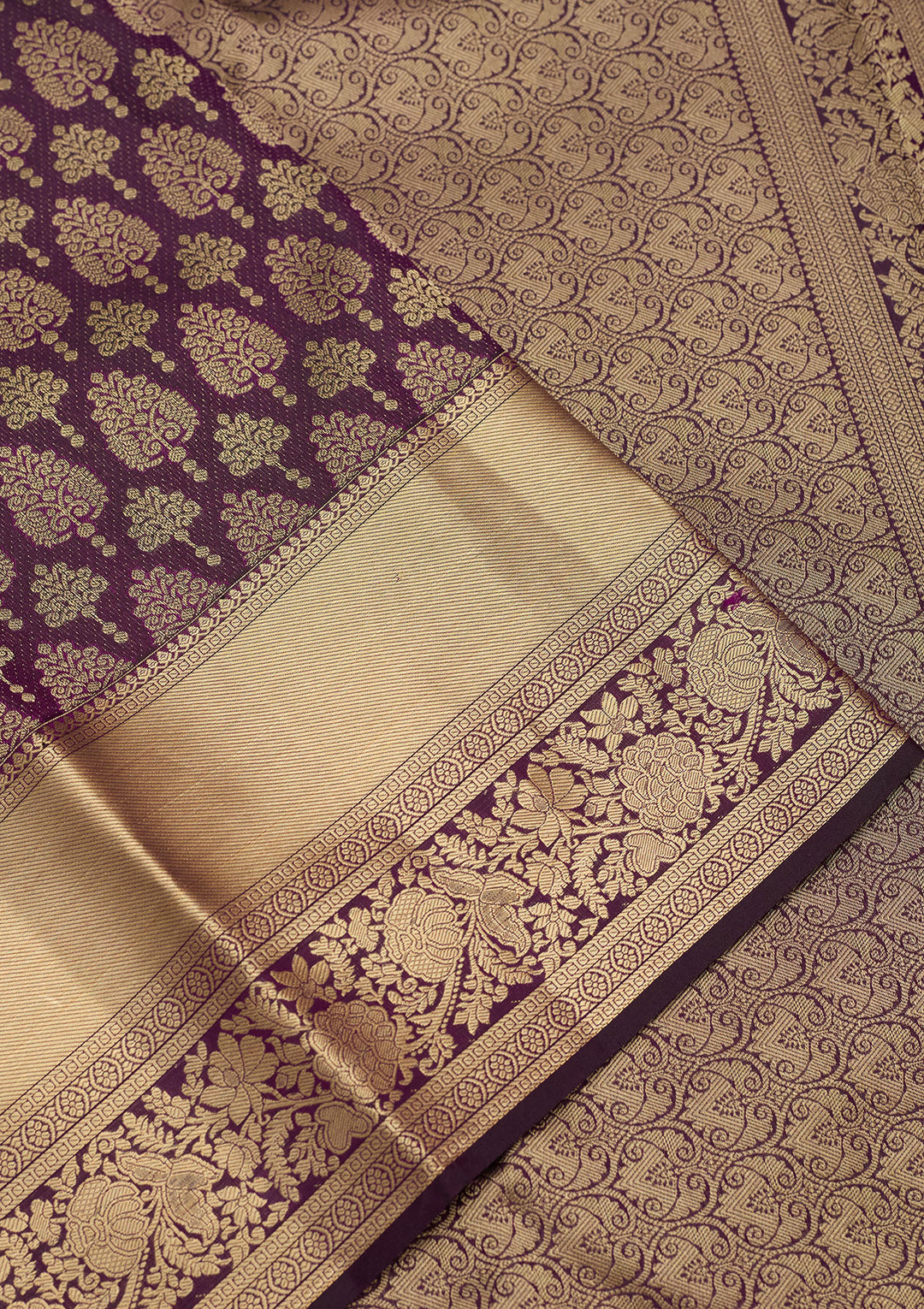 Purple Zariwork (Gold) Silk Silk Saree