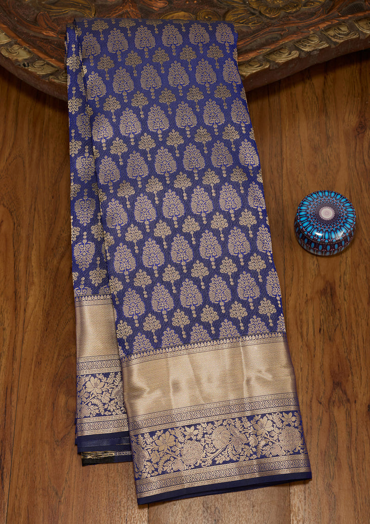 Royal Blue Zariwork (Gold) Silk Saree