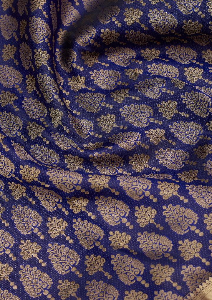 Royal Blue Zariwork (Gold) Silk Saree