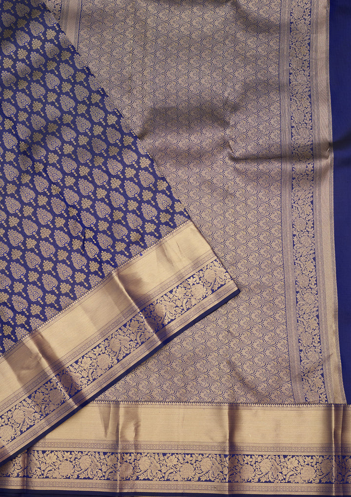 Royal Blue Zariwork (Gold) Silk Saree