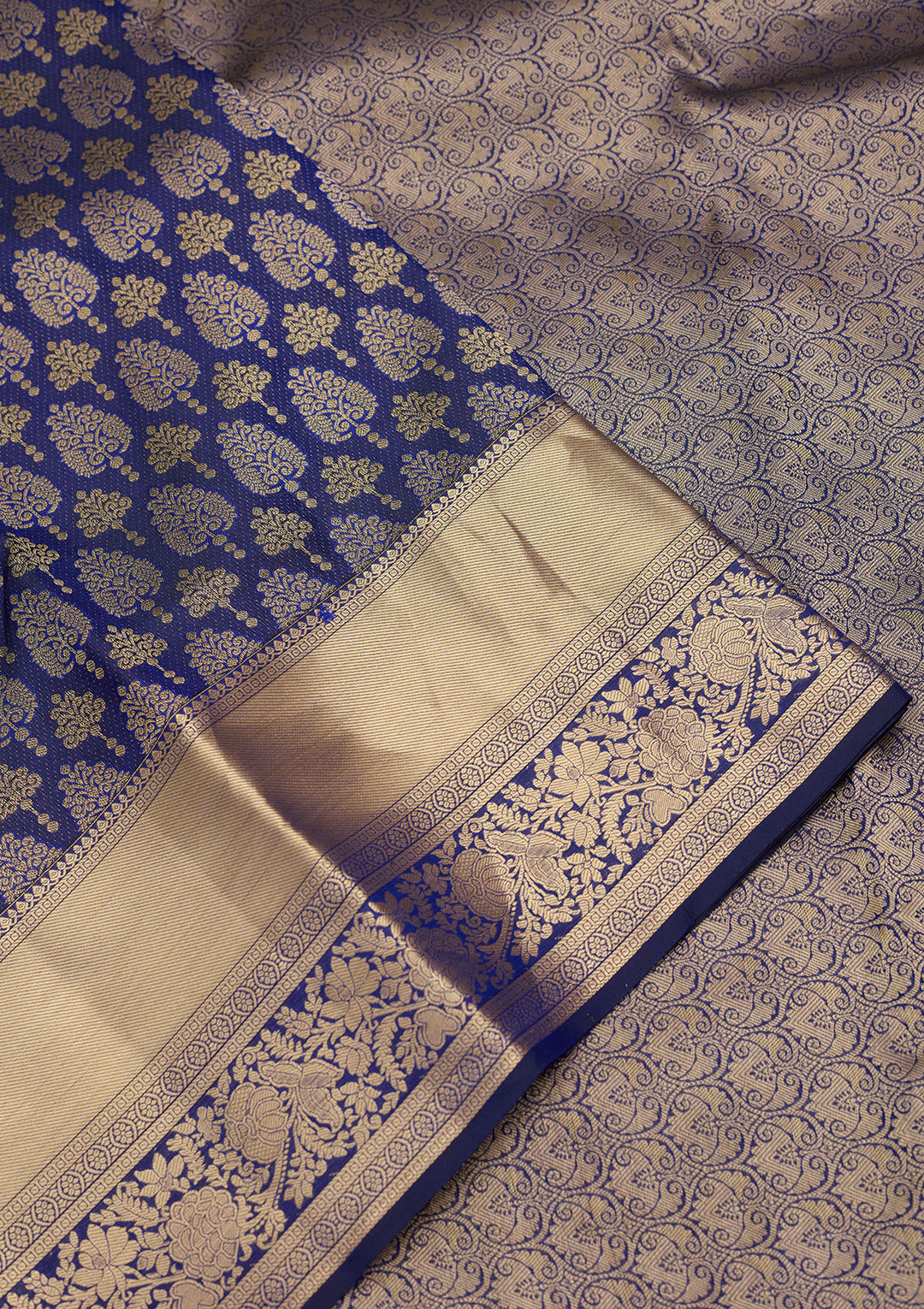 Royal Blue Zariwork (Gold) Silk Saree
