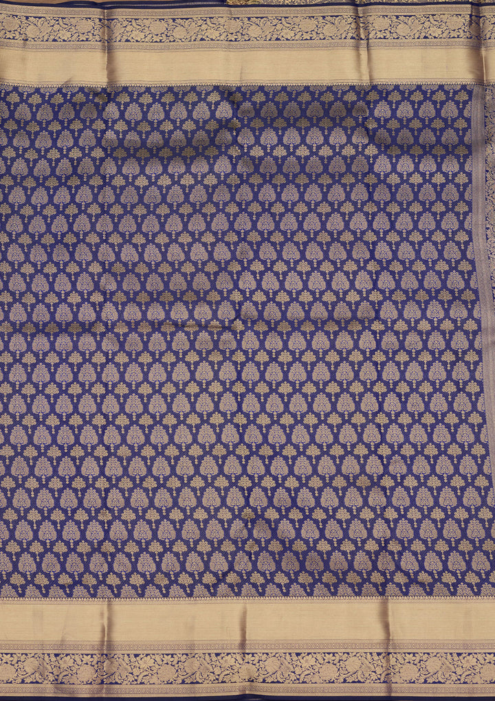 Royal Blue Zariwork (Gold) Silk Saree