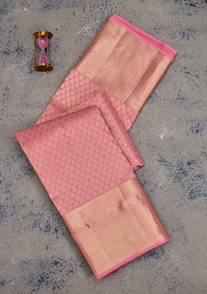 Baby Pink Zariwork Pure Silk Saree