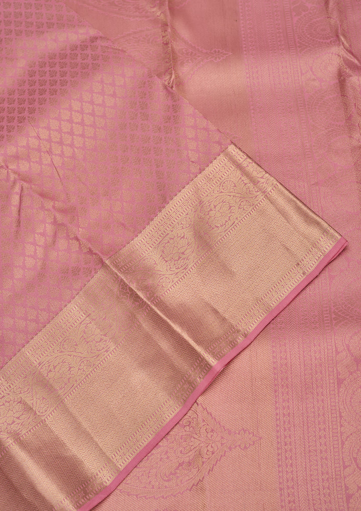 Baby Pink Zariwork Pure Silk Saree