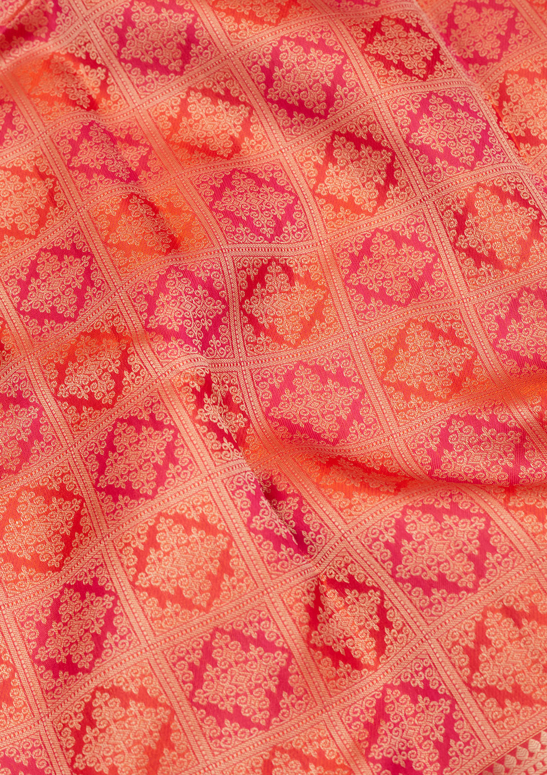 Orange Zariwork (Gold) Silk Saree