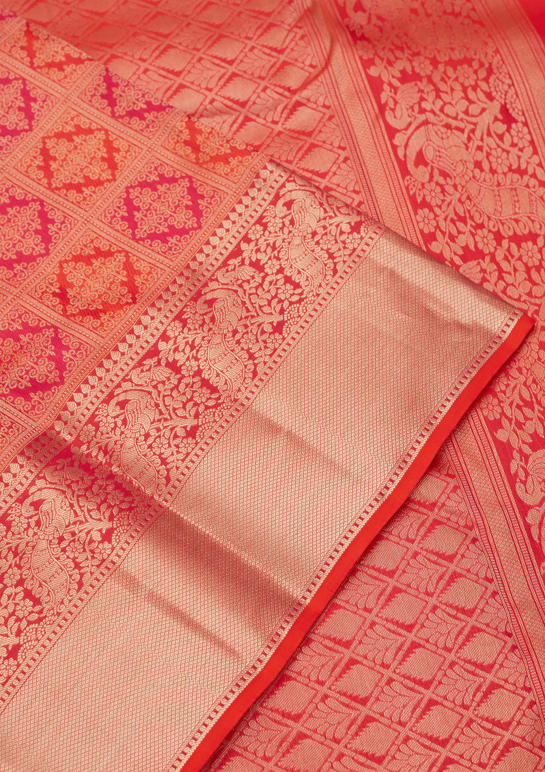 Orange Zariwork (Gold) Silk Saree