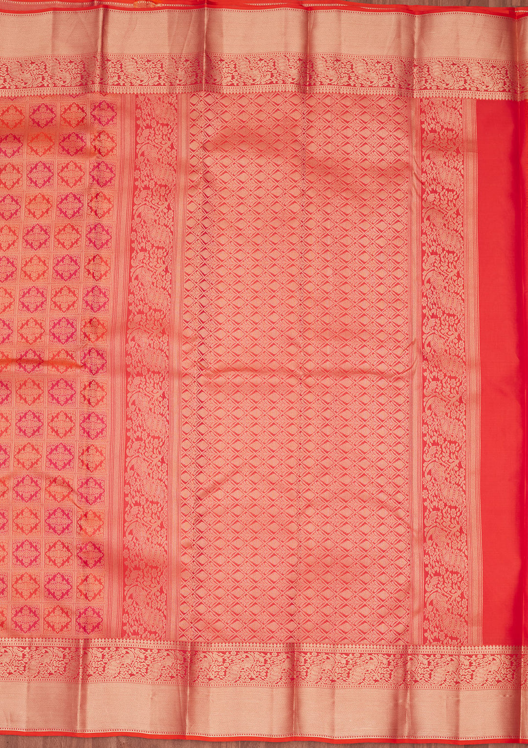 Orange Zariwork (Gold) Silk Saree