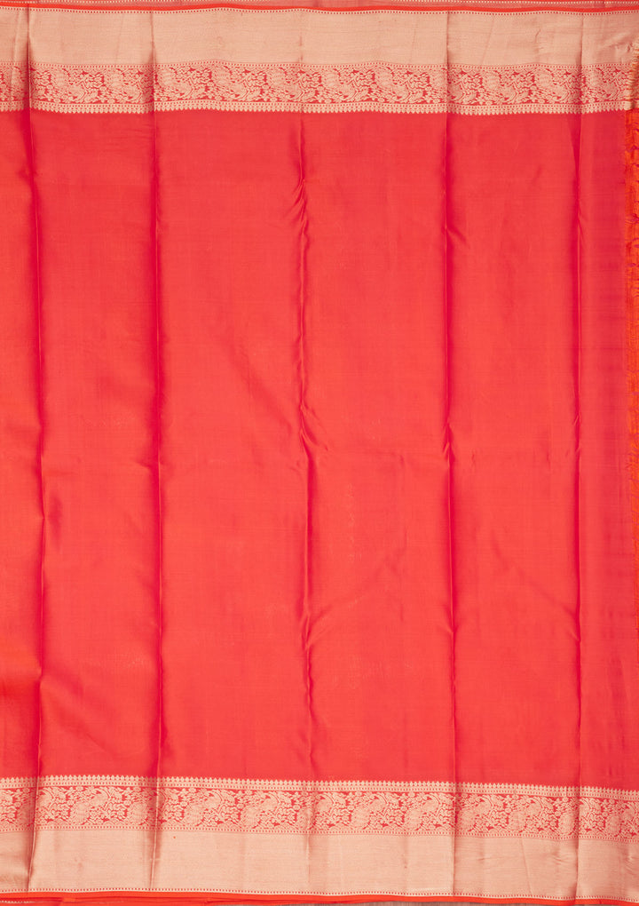 Orange Zariwork (Gold) Silk Saree