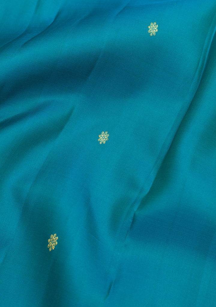 Turquoise Blue Zariwork Kanjivaram Pure Silk Saree