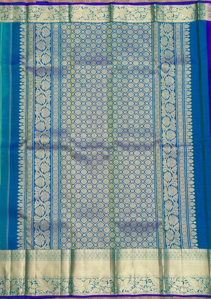Turquoise Blue Zariwork Kanjivaram Pure Silk Saree