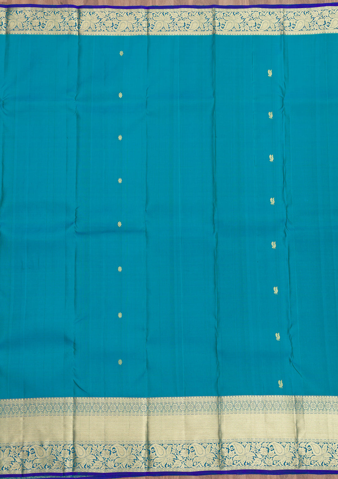 Turquoise Blue Zariwork Kanjivaram Pure Silk Saree