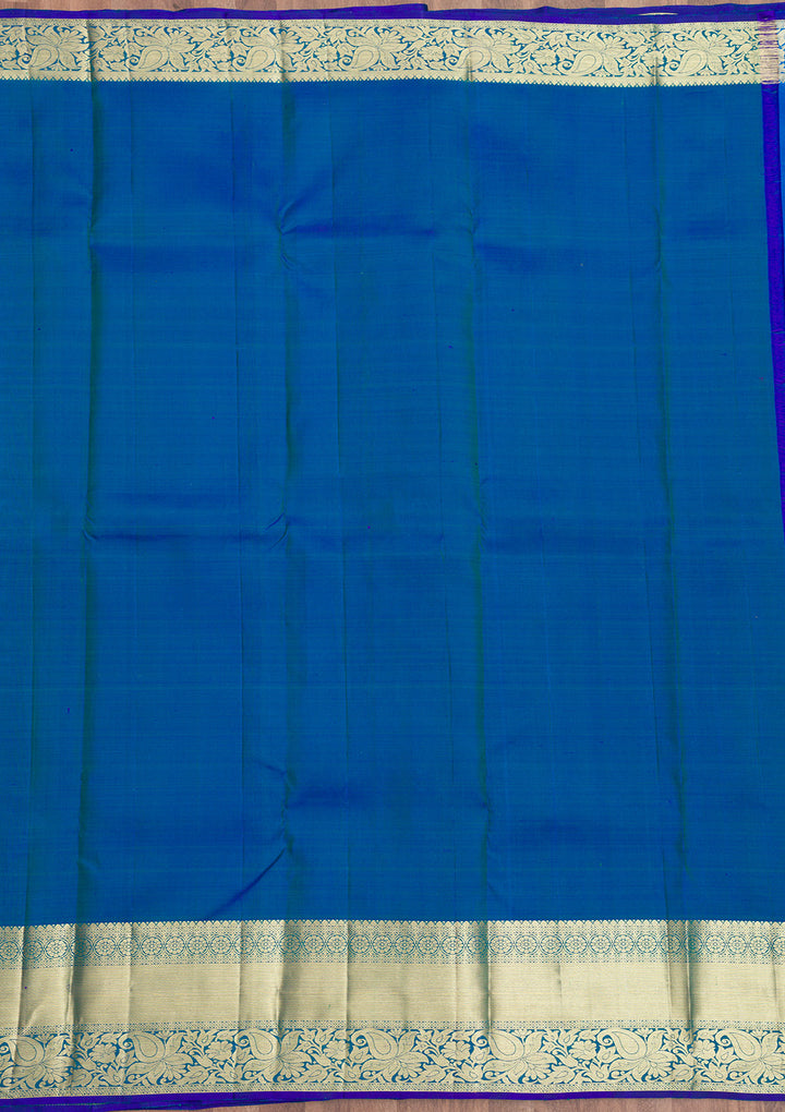 Turquoise Blue Zariwork Kanjivaram Pure Silk Saree
