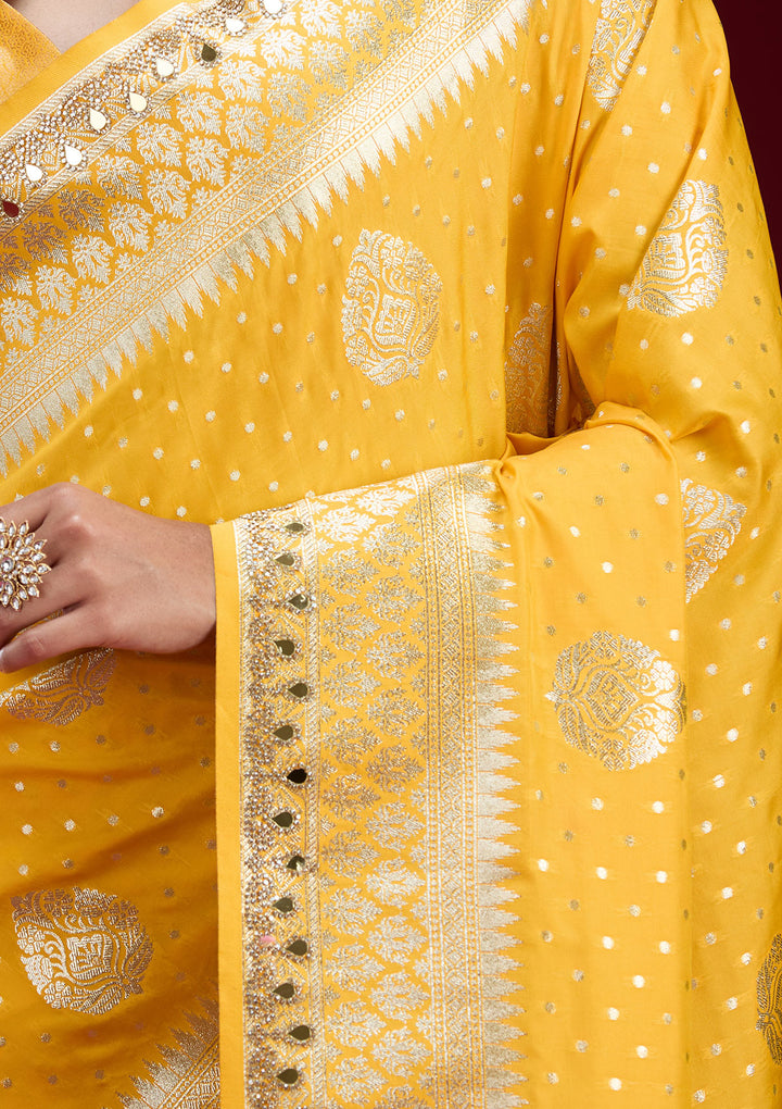 Yellow Zariwork Art Silk Saree