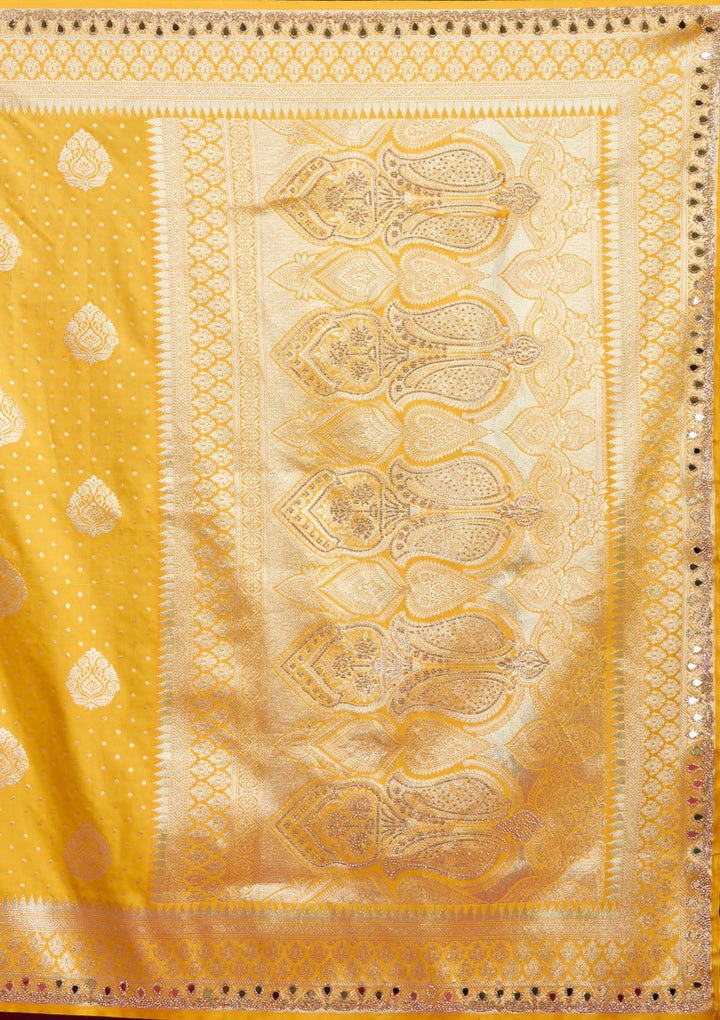 Yellow Zariwork Art Silk Saree