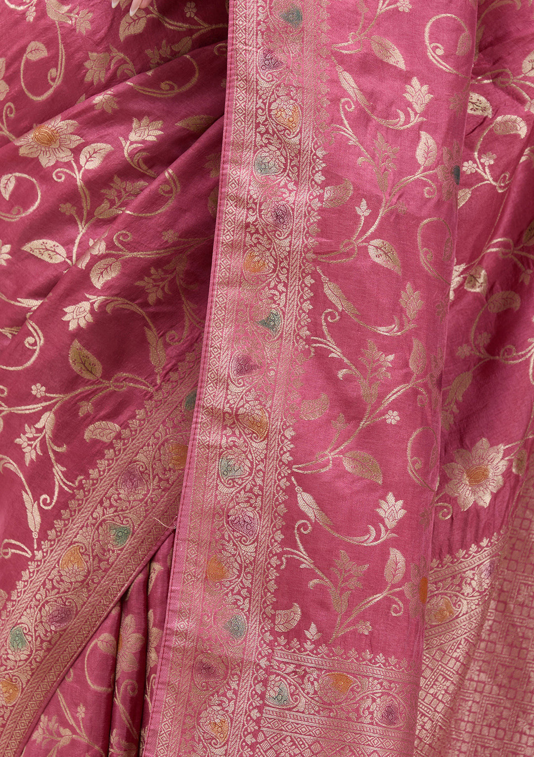 Peach Zariwork (Gold) Banarasi Silk Saree