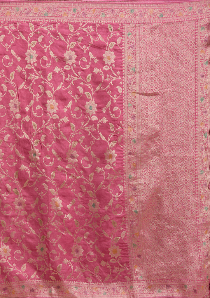 Peach Zariwork (Gold) Banarasi Silk Saree