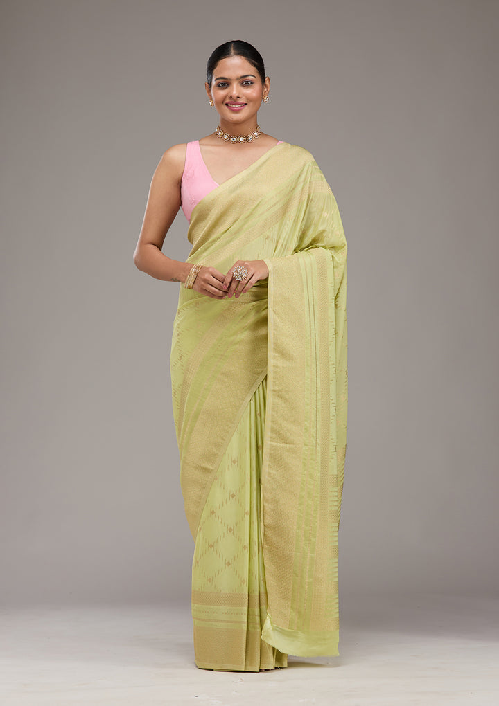 Pista Green Zariwork Georgette Saree