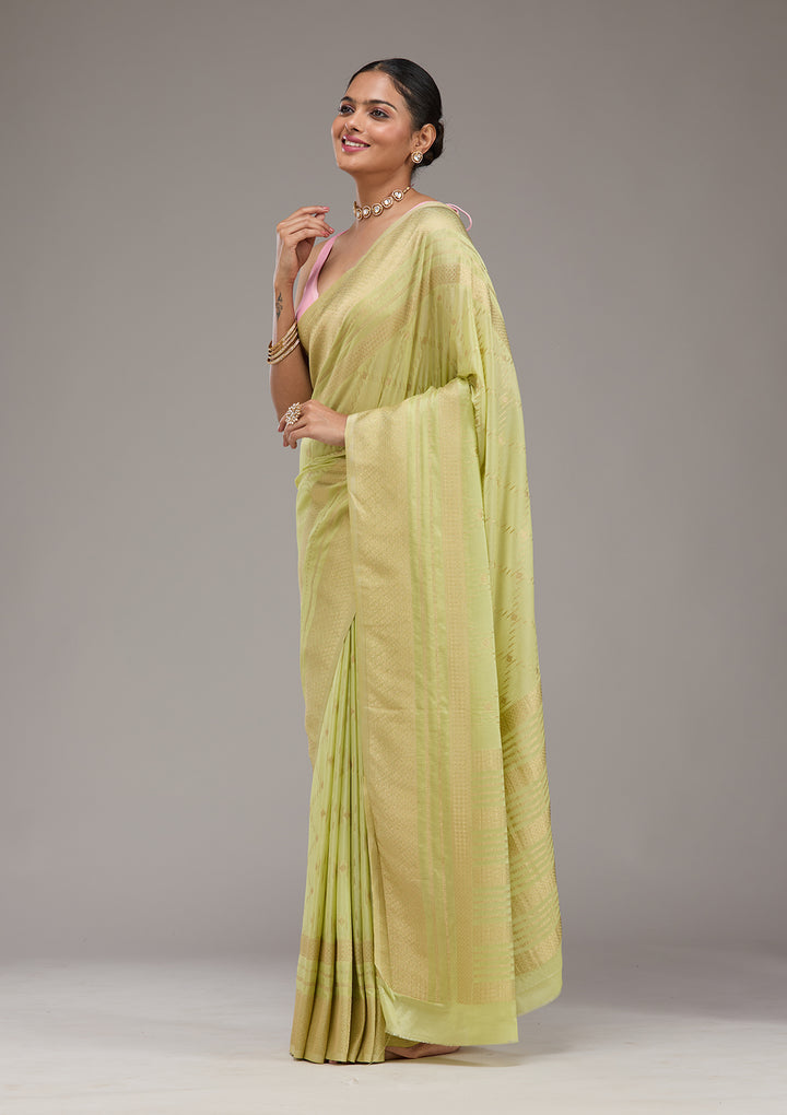 Pista Green Zariwork Georgette Saree