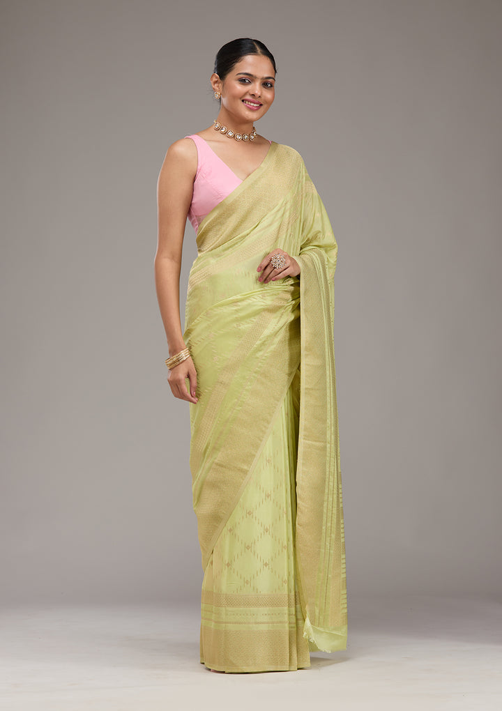 Pista Green Zariwork Georgette Saree