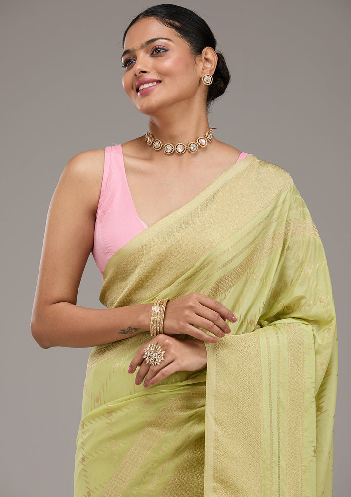 Pista Green Zariwork Georgette Saree