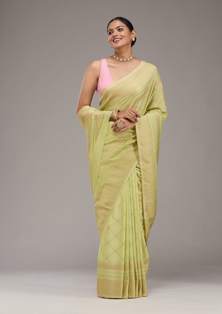 Pista Green Zariwork Georgette Saree