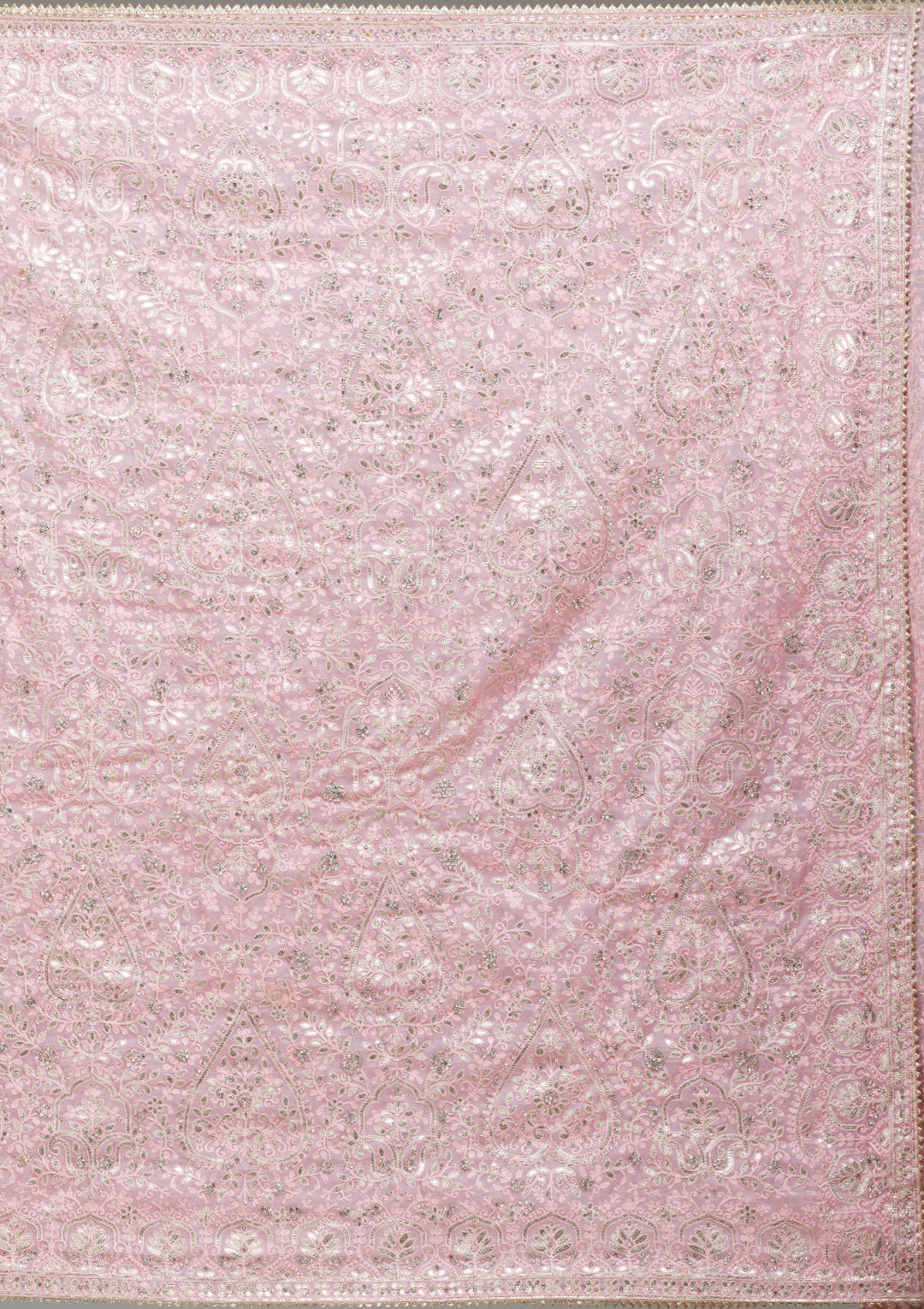 Baby Pink Threadwork Tissue Saree