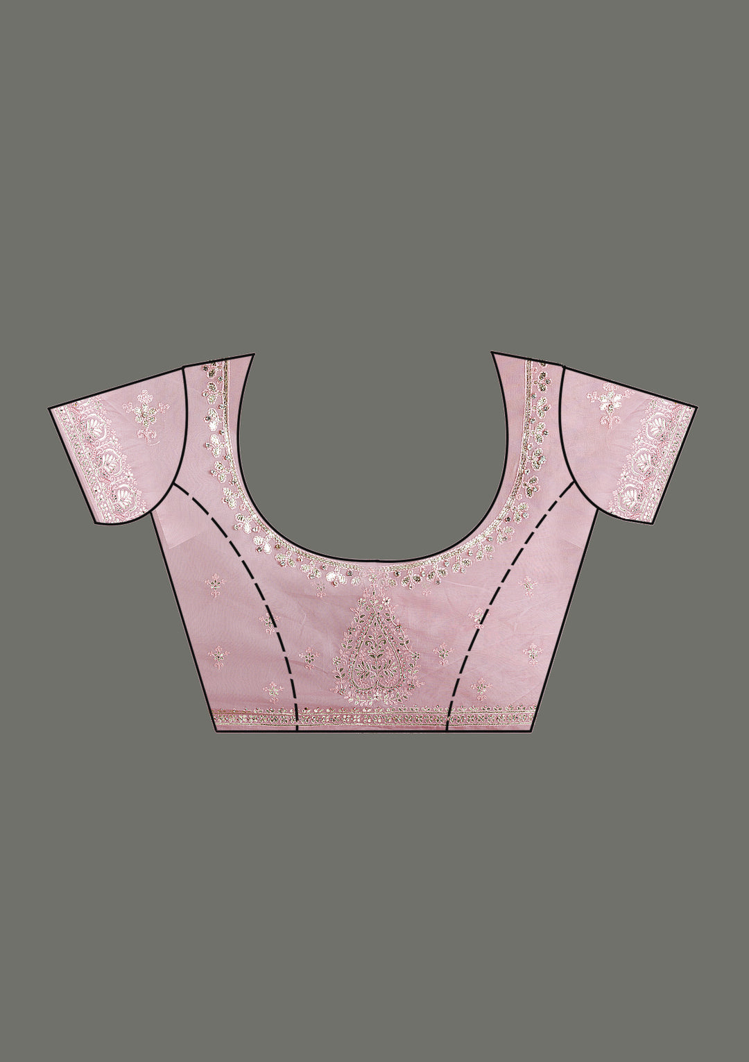 Baby Pink Threadwork Tissue Saree