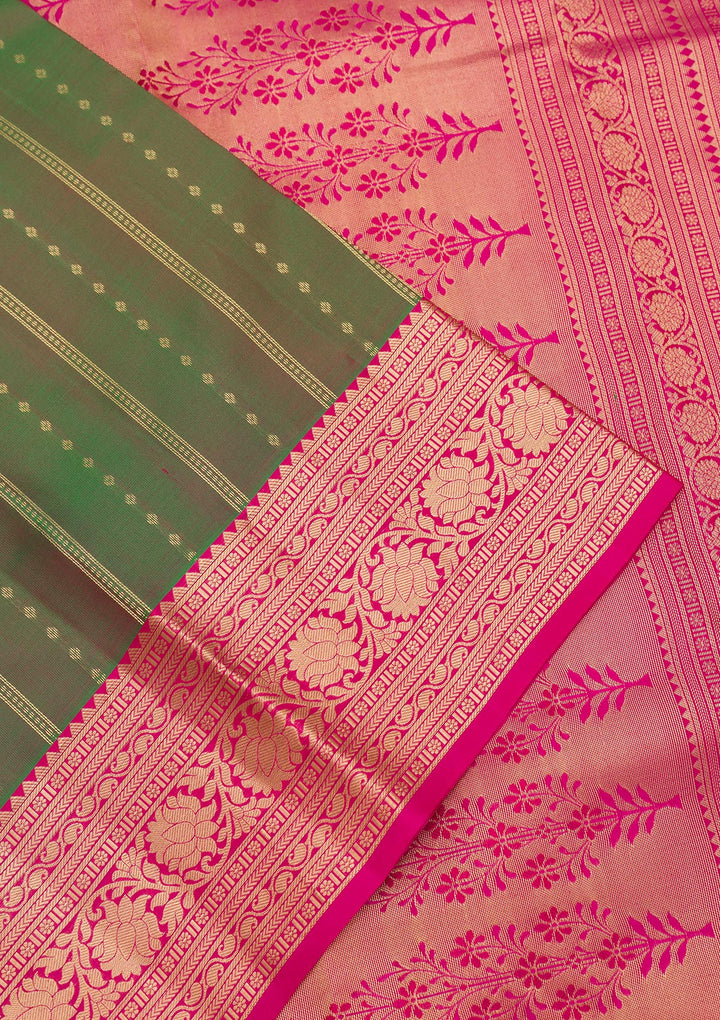 Leaf Green Zariwork Pure Silk Saree