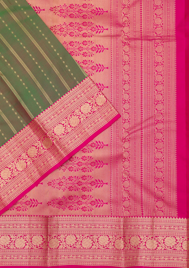 Leaf Green Zariwork Pure Silk Saree