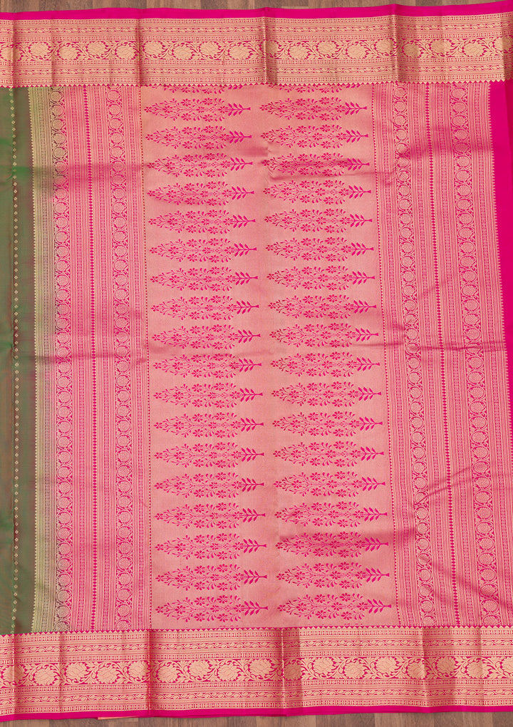 Leaf Green Zariwork Pure Silk Saree