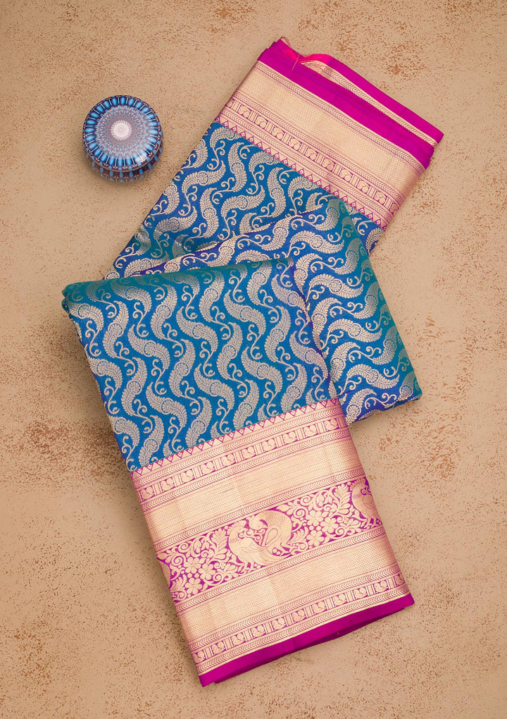 Royal Blue Zariwork Pure Silk Saree