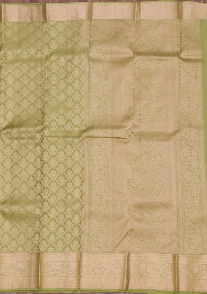 Pista Green Zariwork Pure Silk Saree