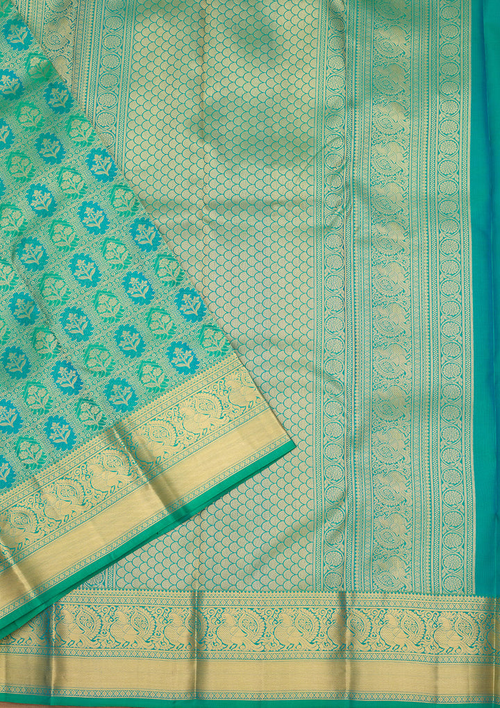 Sea Green Zariwork (Gold) Silk Saree