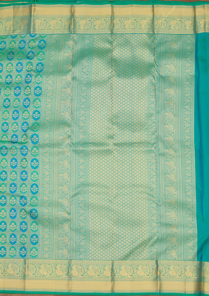 Sea Green Zariwork (Gold) Silk Saree