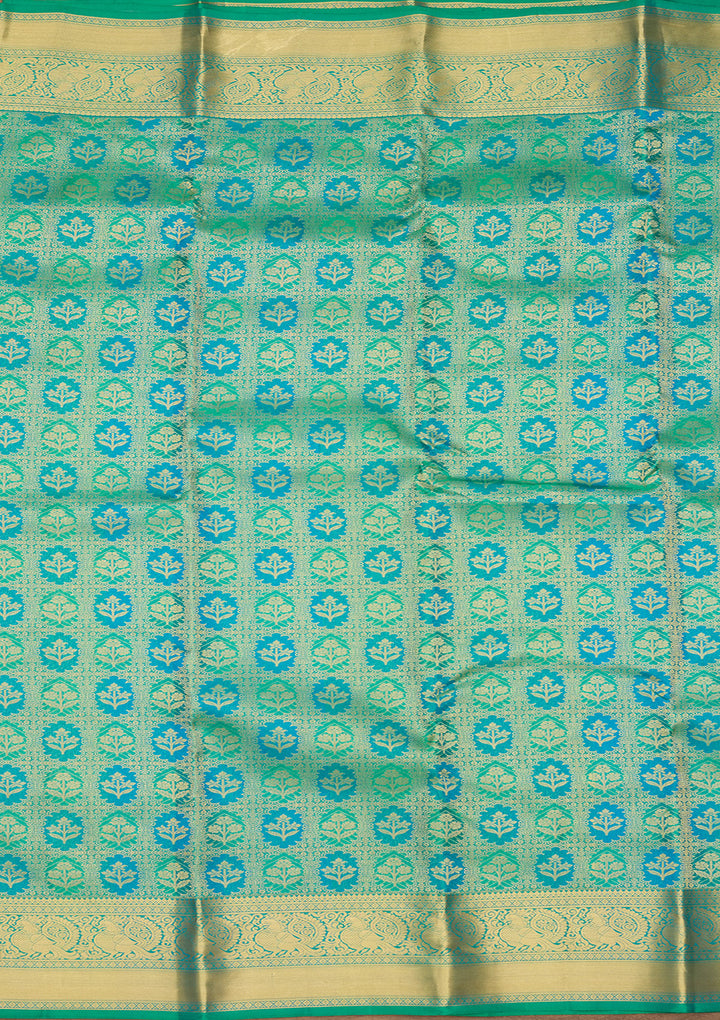 Sea Green Zariwork (Gold) Silk Saree