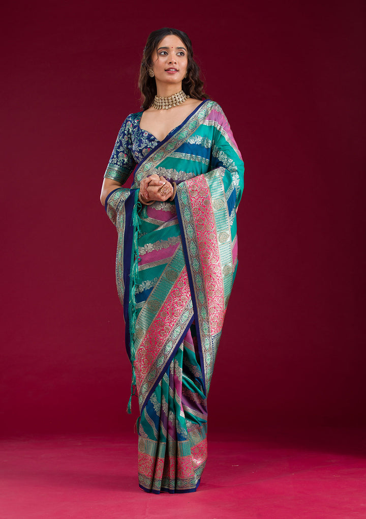 Royal Blue Swarovski Raw Silk Saree