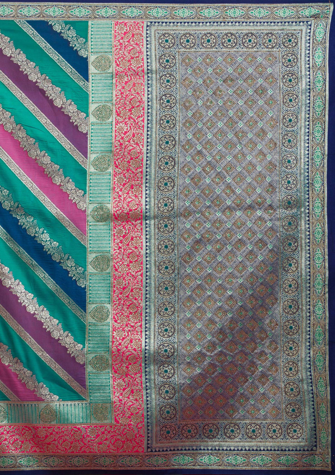 Royal Blue Swarovski Raw Silk Saree