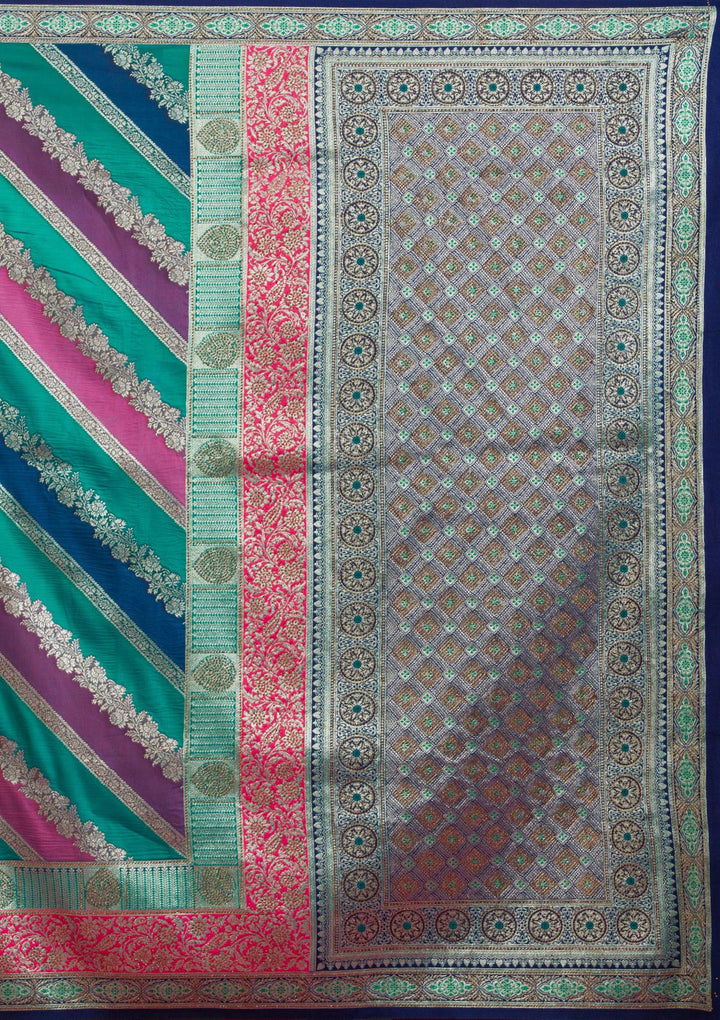 Royal Blue Swarovski Raw Silk Saree