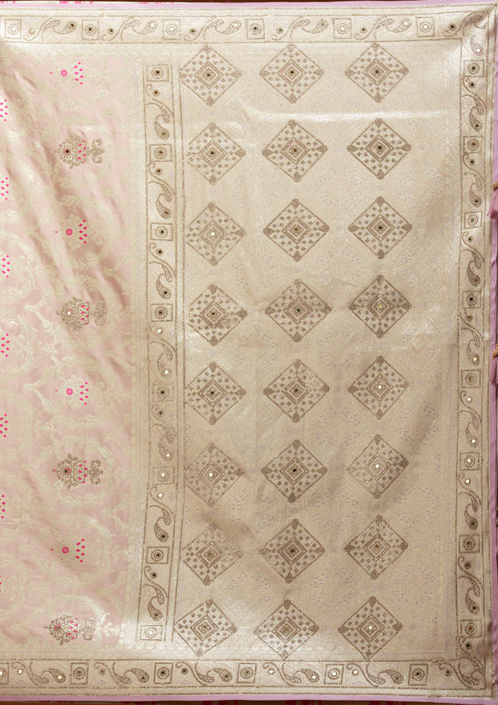 Lavender Swarovski Raw Silk Saree