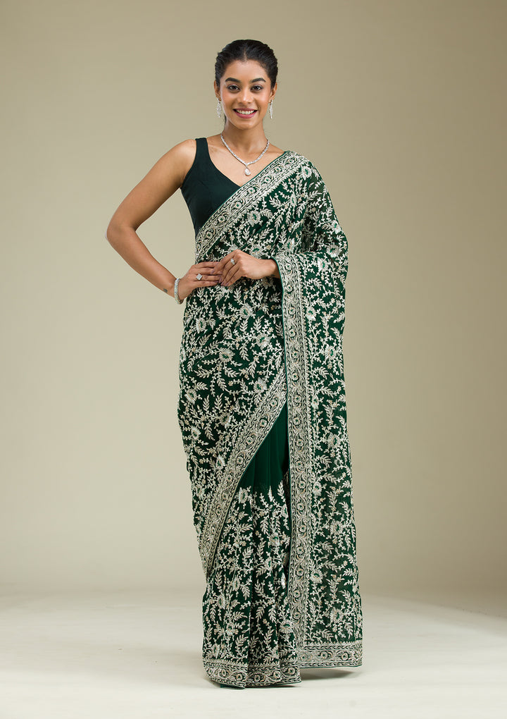 Green Zariwork Georgette Saree