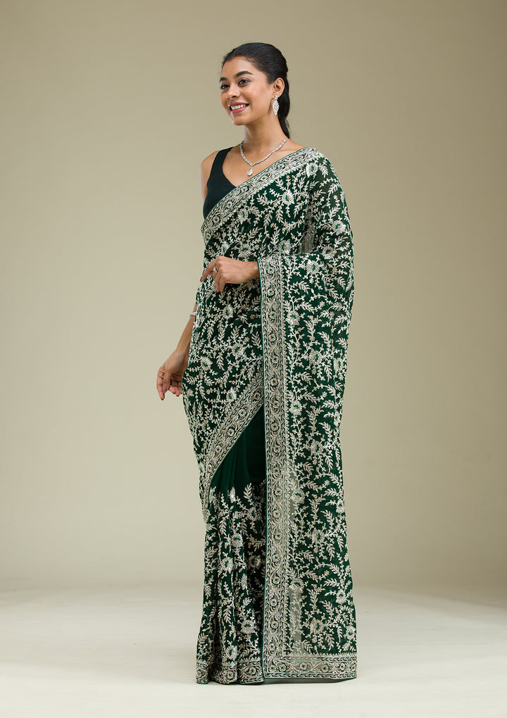 Green Zariwork Georgette Saree