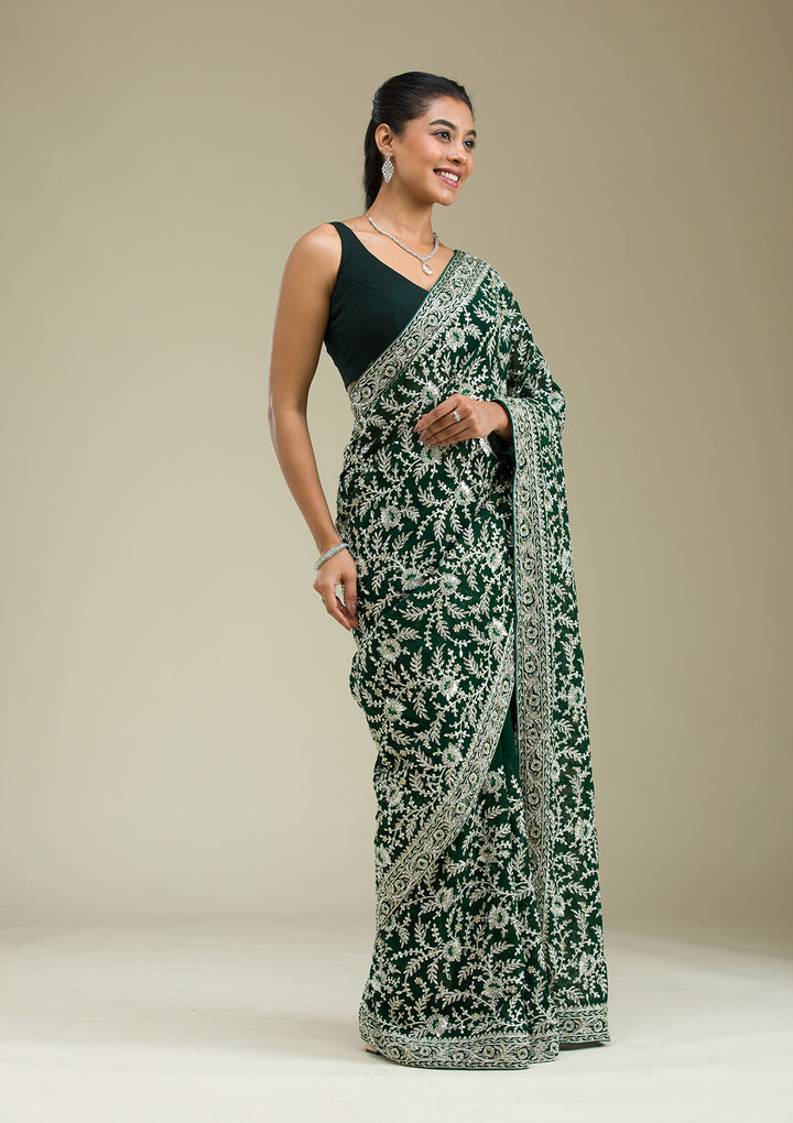 Green Zariwork Georgette Saree
