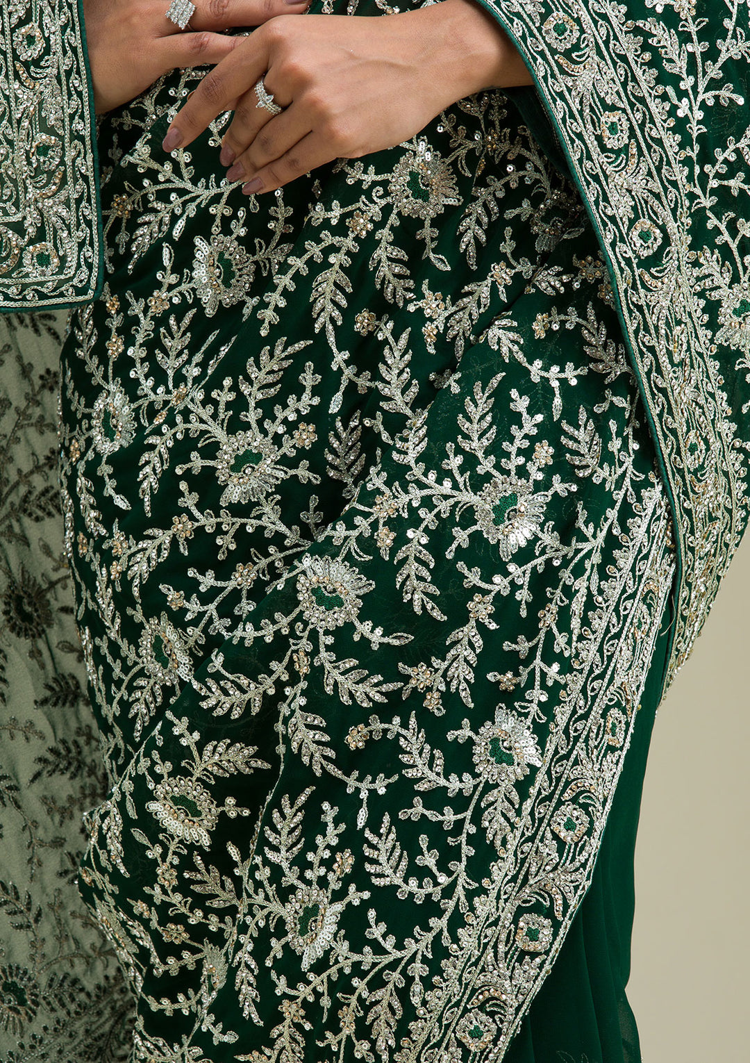 Green Zariwork Georgette Saree