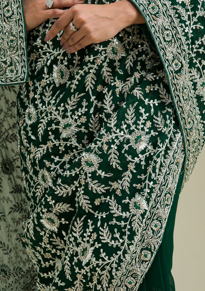 Green Zariwork Georgette Saree