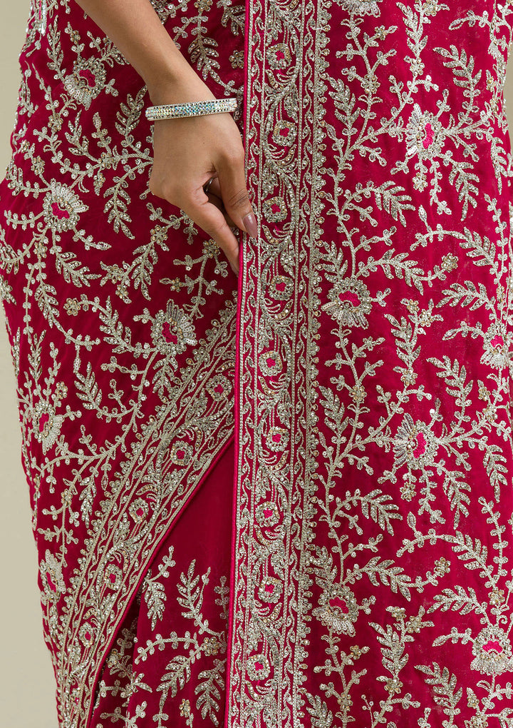 Rani Pink Zariwork Georgette Saree