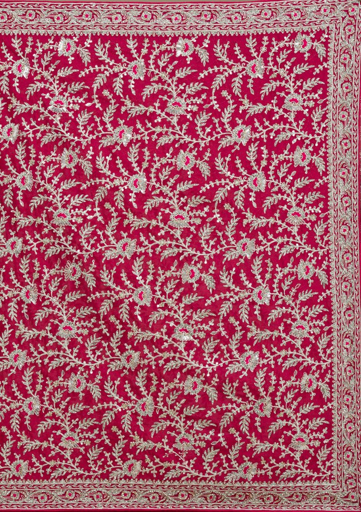 Rani Pink Zariwork Georgette Saree