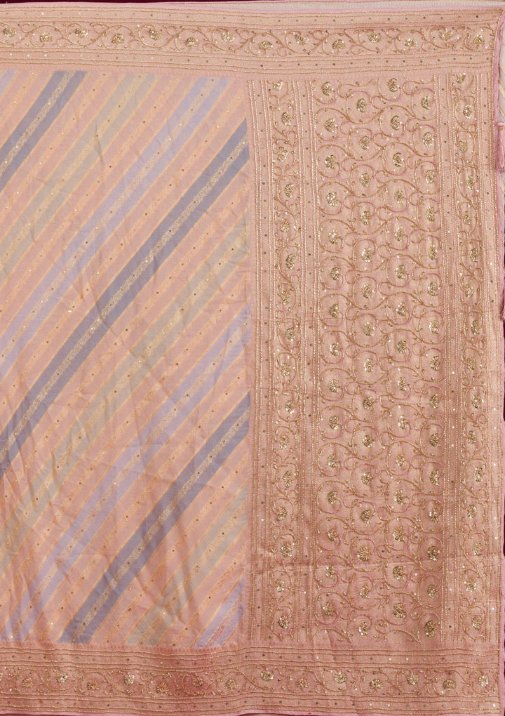 Beige Plain Georgette Saree